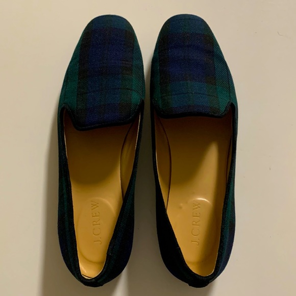 Barely worn J.Crew Black Blue And Green Plaid Tartan Loafers